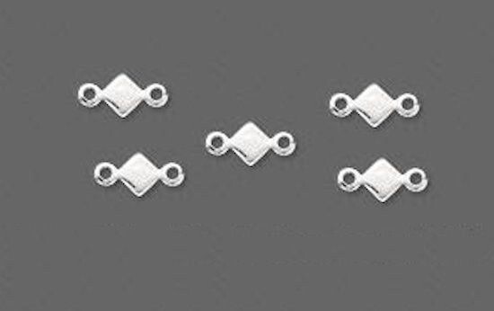 100 Silver Plated Brass 4mm Square 4x8mm Long Solid Link Connectors *