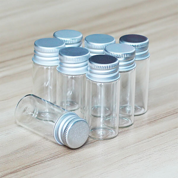 10ML Perfume Crafts Oils Screw Glass Bottles 10~100PCS Mini Jars Lids Aluminum
