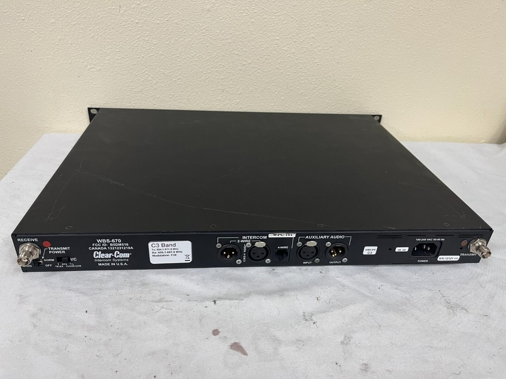 CLEAR-COM WBS-680 WIRELESS INTERCOM 2 Channel UHF Wireless STATION - FOR PARTS