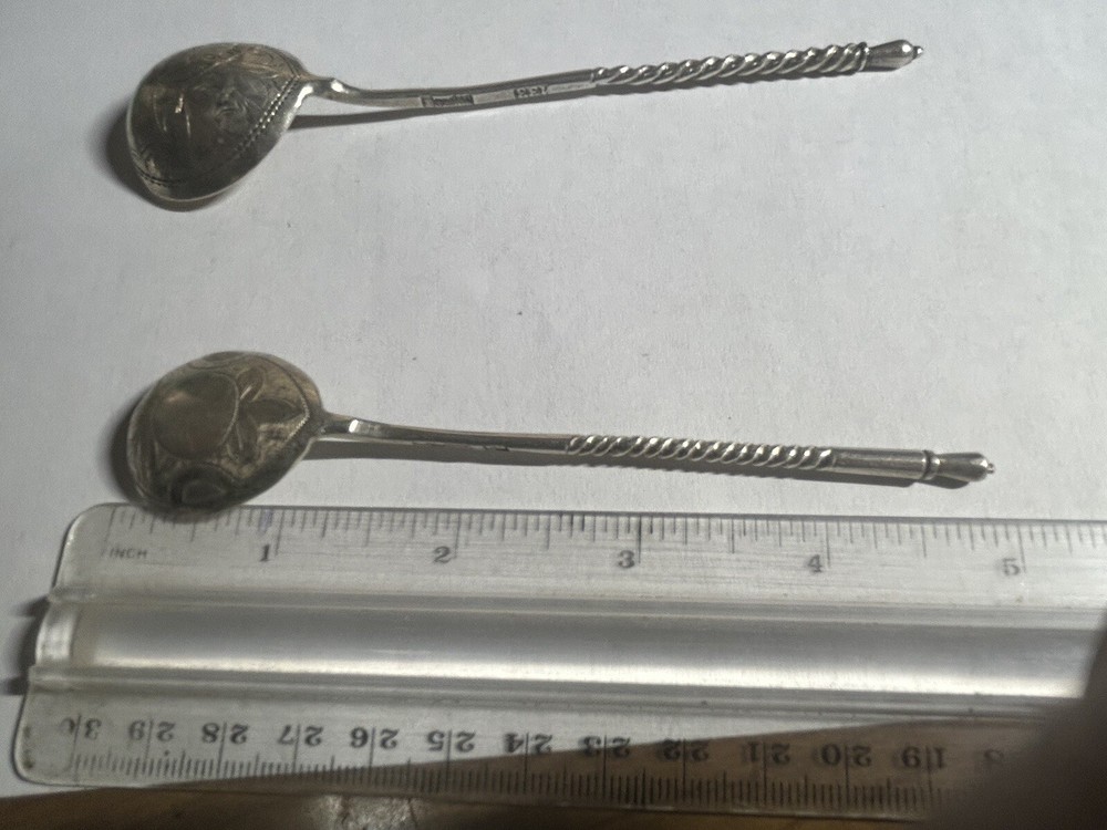 Imperial Russia 84 Silver Engraved Signed Five Spoons