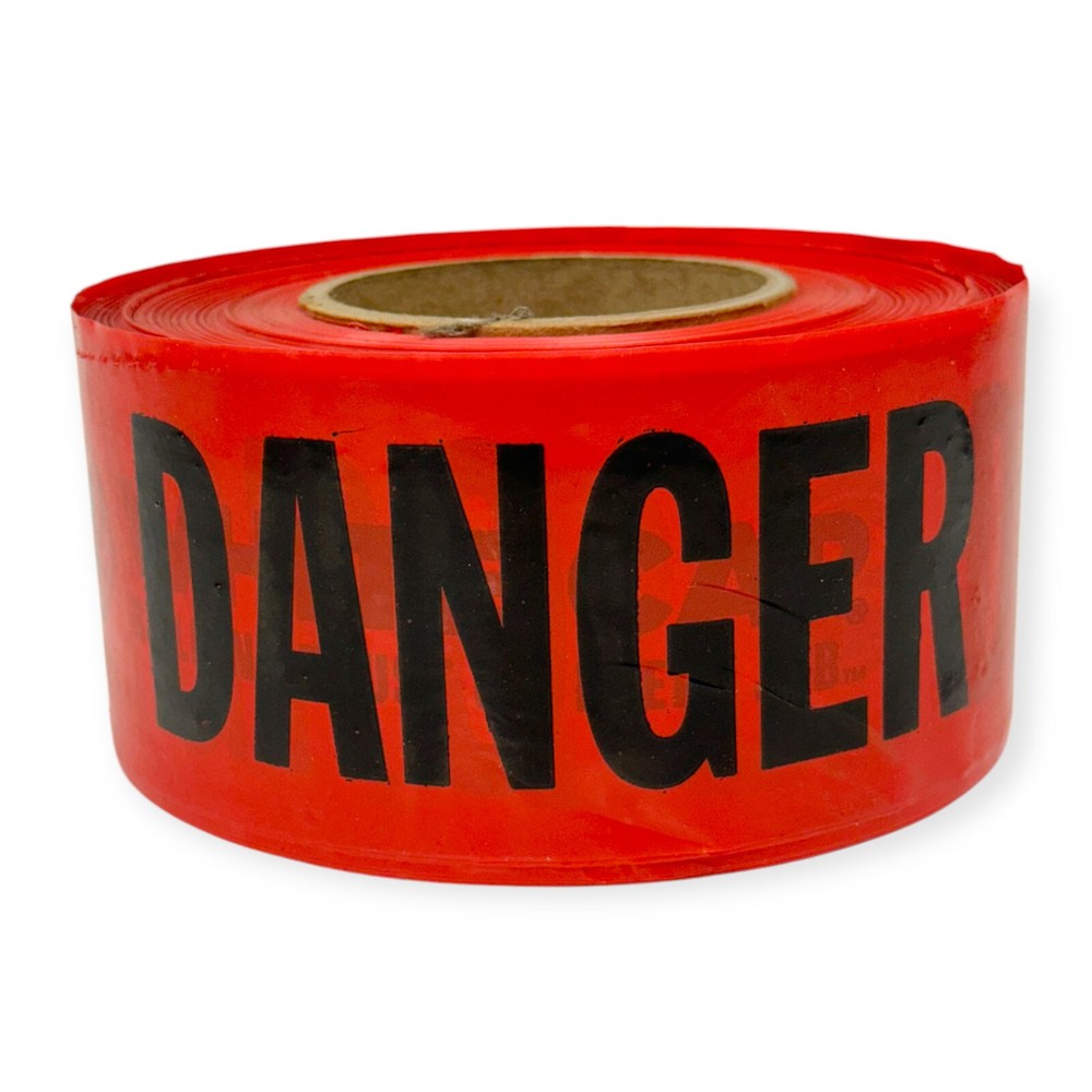 White Cap Plastic Danger Barricade Tape Red