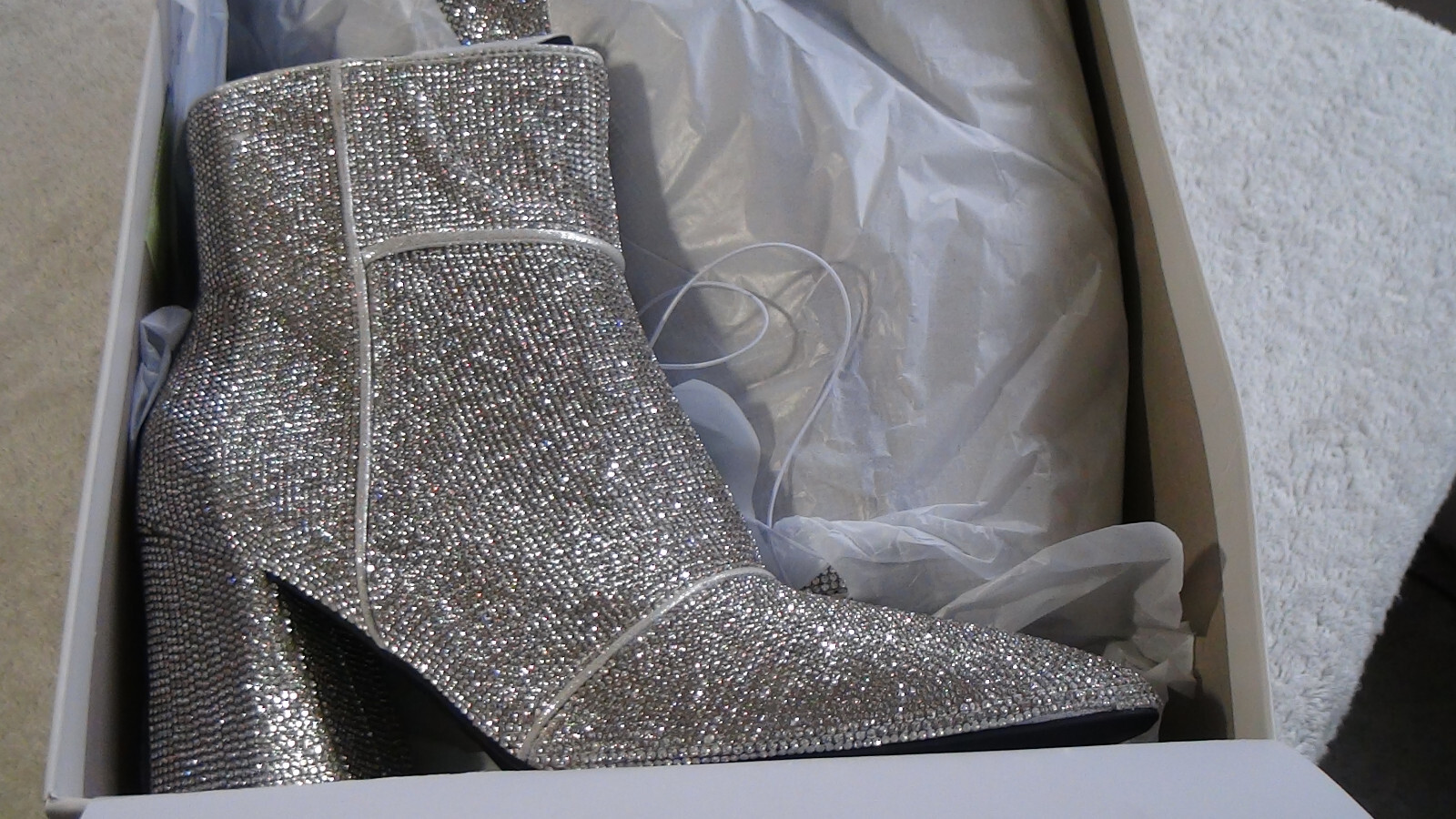 A New Day Cailin Womens Rhinestone Wide Width Ankle Boots Silver Size 8W