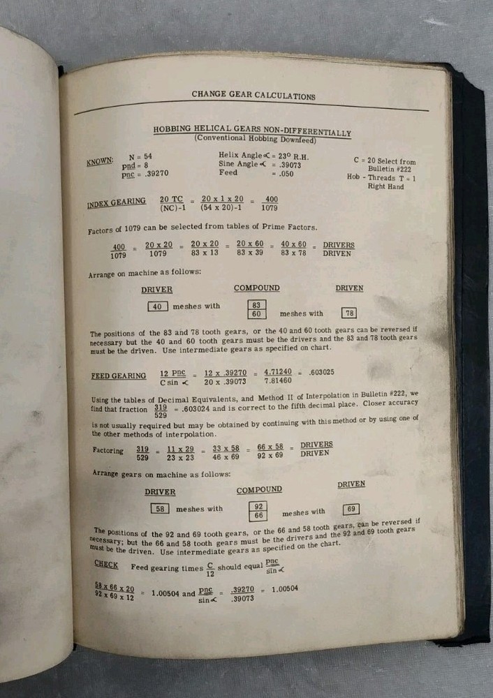 Gould & Eberhardt, NJ G & E 48H Gear Hobbing Machine Operator Instruction Manual