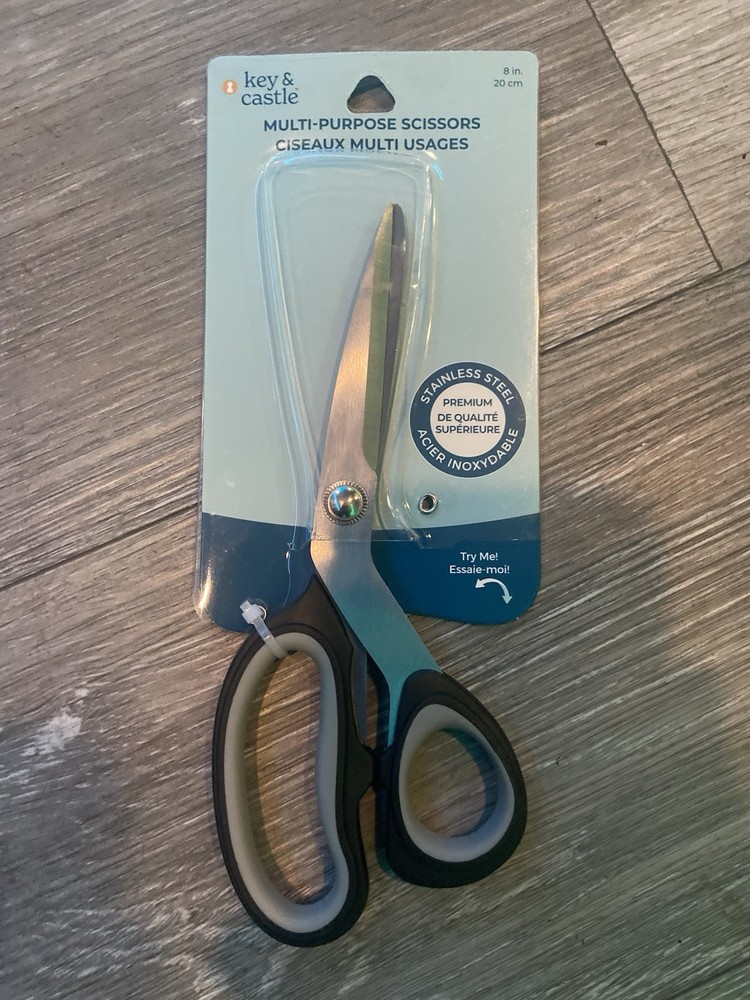 Multi-Purpose Stainless Steel Scissors - Black and Gray Handles