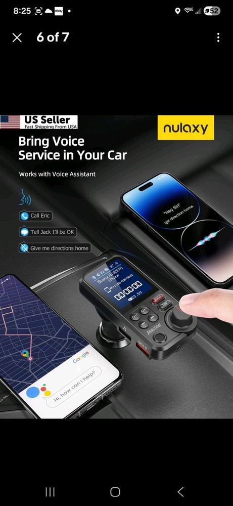 Nulaxy KM30 Bluetooth Car Adapter, FM Transmitter with 1.8" Small, Black