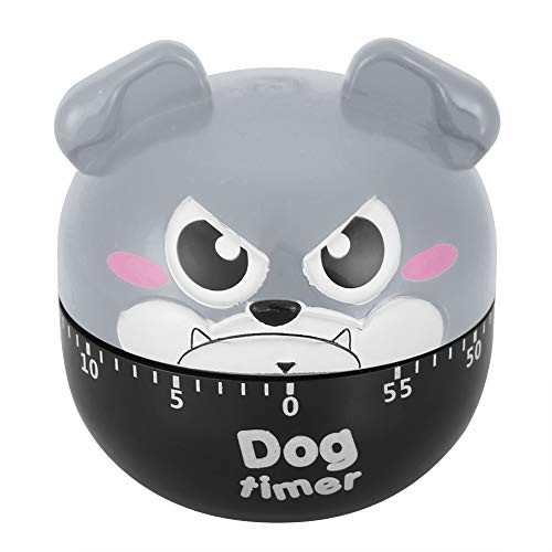 Mechanical Kitchen Timer, Cute Dog Wind Up 60 Minute Manual Countdown Gray