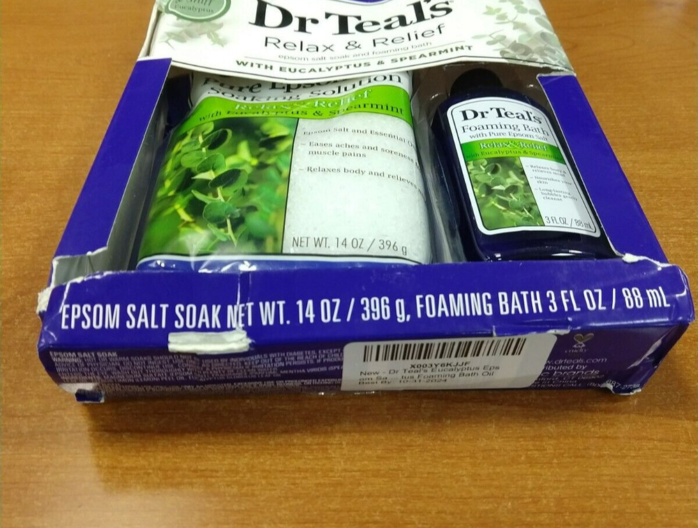 Dr Teal's Relax & Relief Eucalyptus Epsom Salt Soak/Bath Gift Set DAMG BOX - E2D