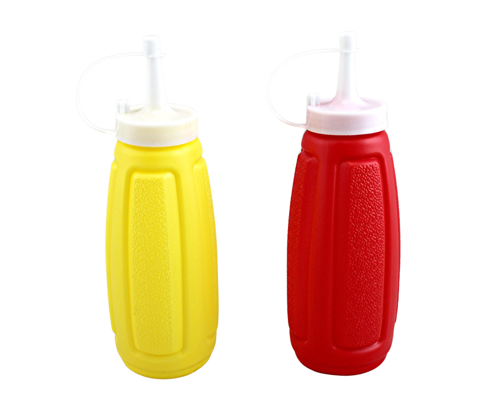 2pk Ketchup Mustard Squeeze Bottles 12oz BPA-Free Plastic BBQ Condiment Se