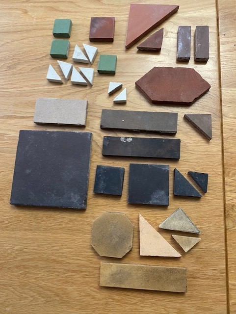 Victorian reclaimed encaustic floor tile small black triangle 2" 5cm