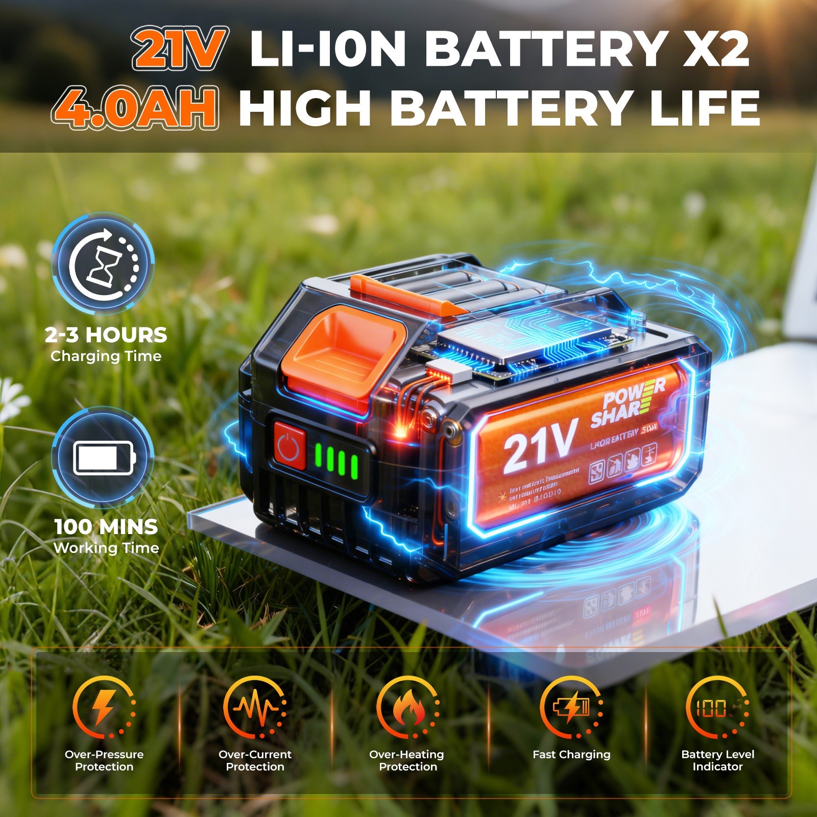 4-in-1 Cordless Pole Saw & Pole Pruning Shears Combo Kit Chainsaw Cutter 8 Inch