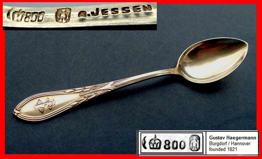 Pair, 2 Spoons, Gustav Haegermann, Jessen, 800 Silver E513