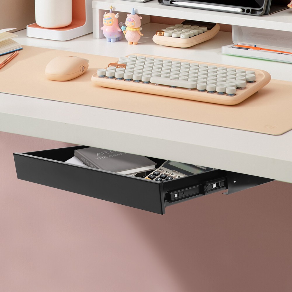 Under Desk Mounted Drawer Storage Organizer Sliding Pullout Drawer Standing Desk