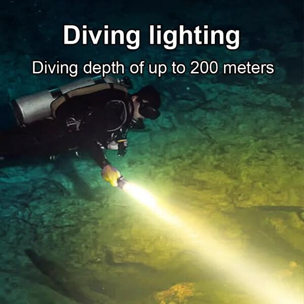 200000LM LED Diving Flashlight White/Yellow Double Light Torch Waterproof Lights