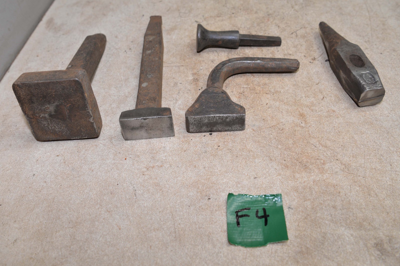 5 blacksmith tools Champion hammer stake anvil hardy metal working tool lot F4