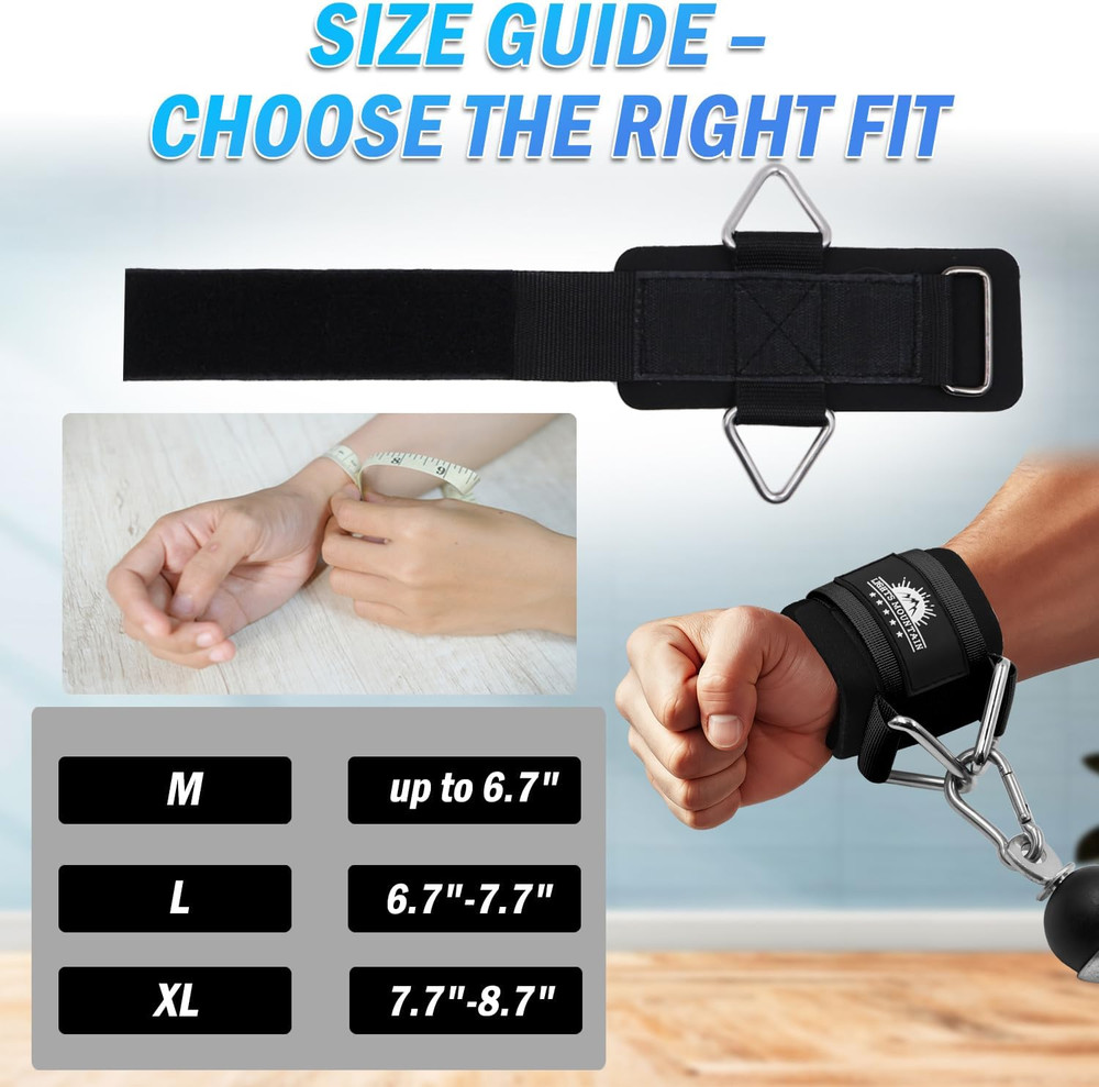 Padded Adjustable Wrist Cuffs for Cable Machine Strength Training