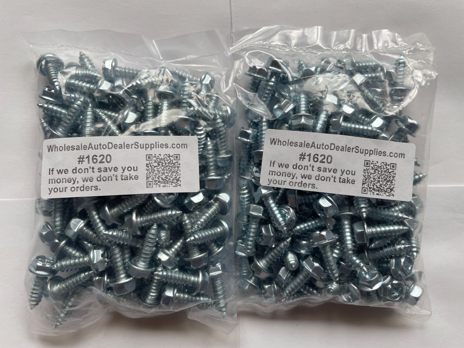 200 License Plate Screws for American Cars, #14x 3/4" (#1620), Hex/Phillips/Flat