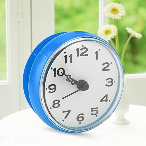 Waterproof Bathroom Clock, Suction Cup Wall Clock Wall Window Mirror Bath Blue