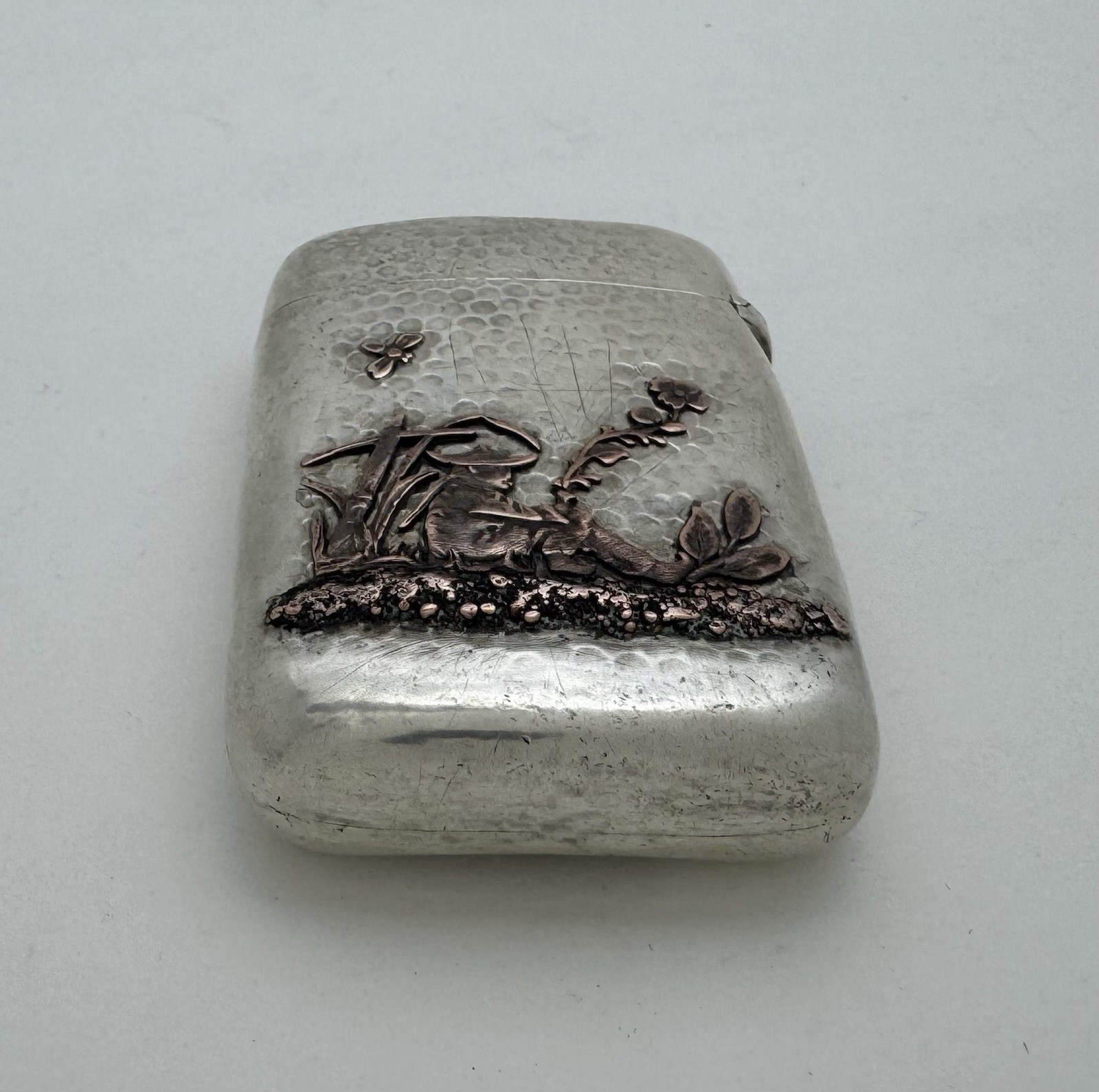 A FABULOUS GORHAM JAPANESE MANNER STERLING SILVER COPPER MIXED METALS MATCH SAFE