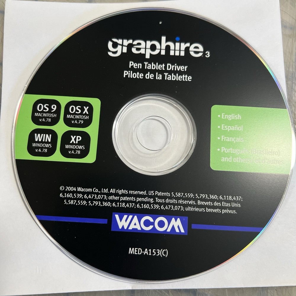 Graphire 3 Software Disk Pen Tablet Driver 2004 Mac / Windows Device Drivers