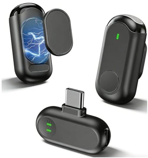 Wireless Mini Microphone for iPhone Android, Magnetic Mini Mic for Video