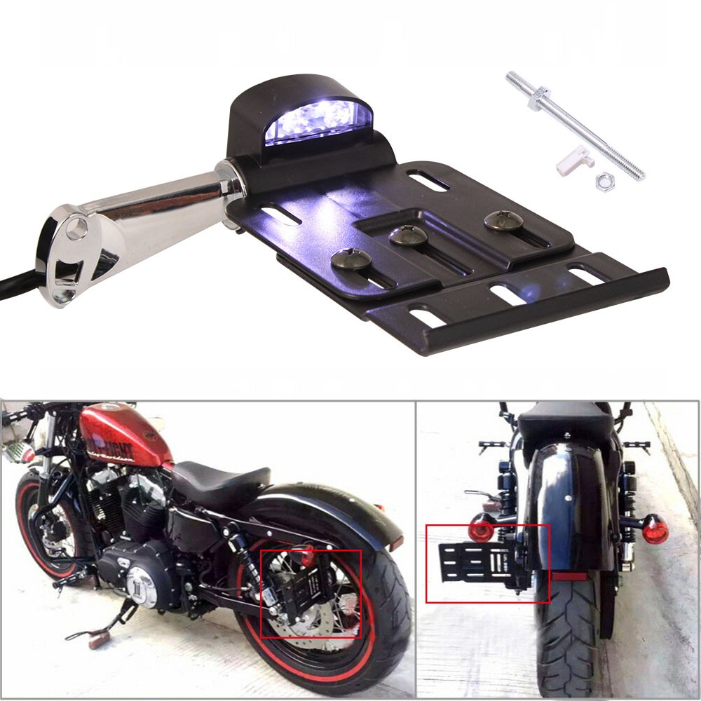 LED Side Mount License Plate Bracket Fit For Harley Sportster 883 1200 XL 04-16