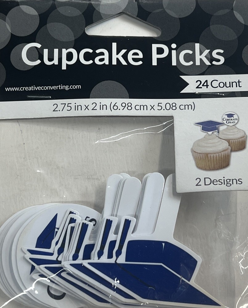 Ture Blue Mortarboard Cupcake Picks