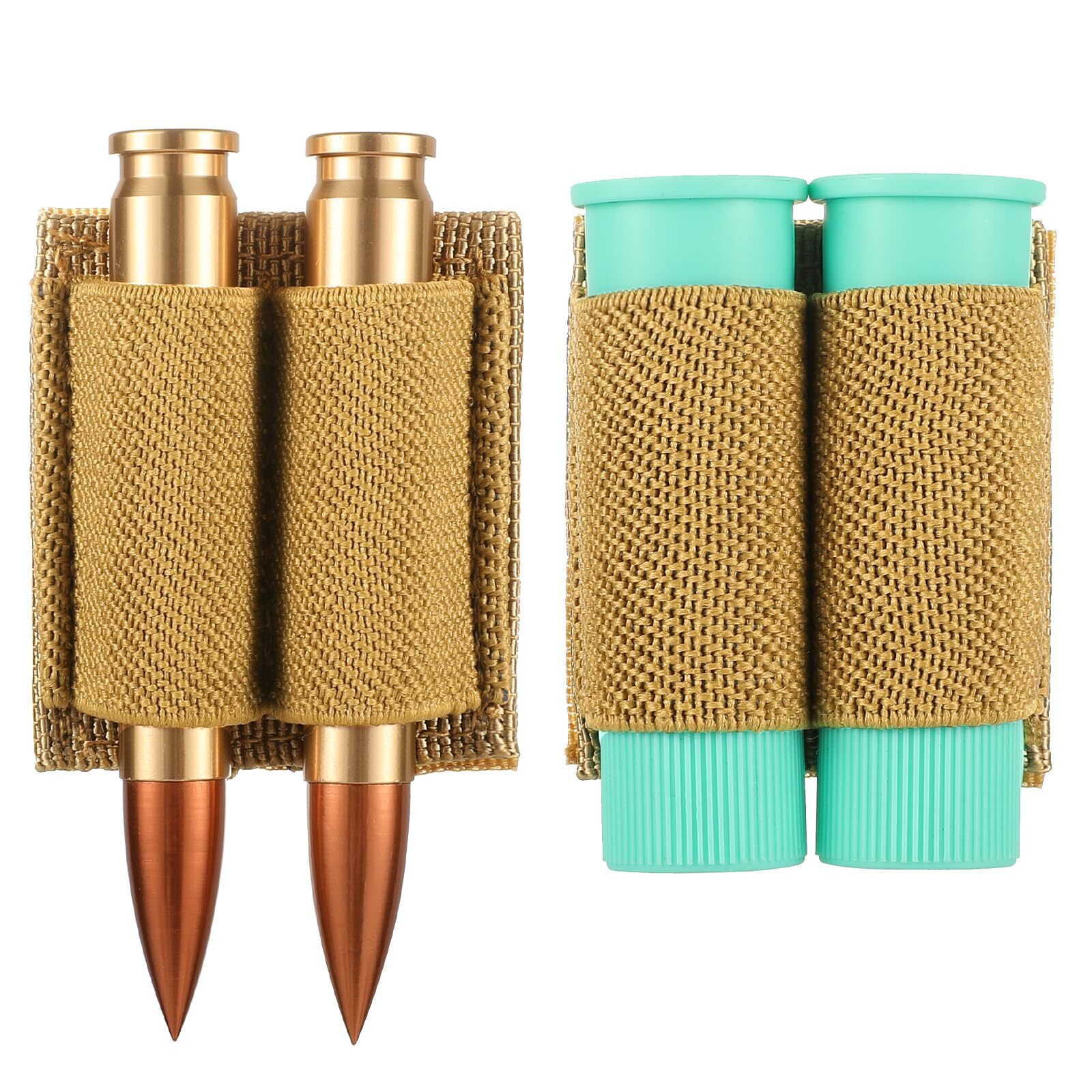 2PCS 2 Round Bullet Holder for Rifle Ammo Holder Bullet Keeper with Hook & Loop