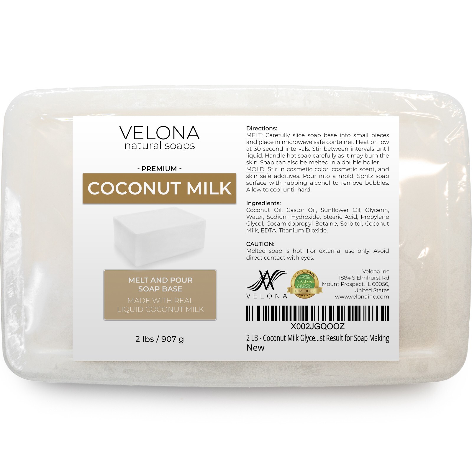 2,5,10,25 LB - Coconut Milk Glycerin Soap Base by Velona SLS/SLES Free Melt Pour