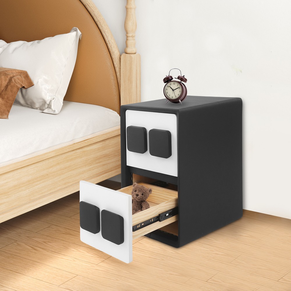 Modern Minimalist End Table, Bedside Table, Floorstanding End Table W/ 2 Drawers