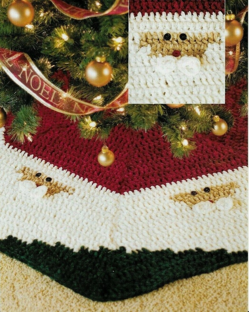 SANTA TREE SKIRT 48" CHRISTMAS CROCHET PATTERN INSTRUCTIONS
