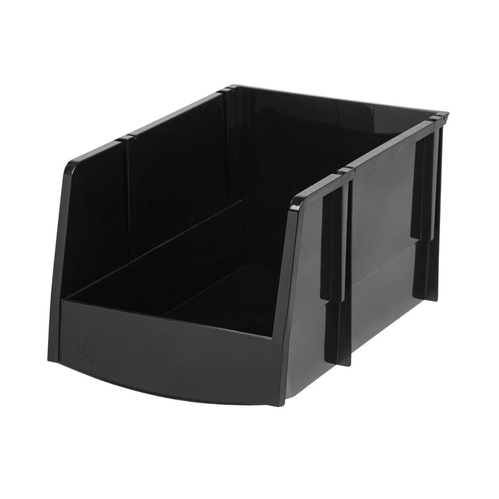 IRIS USA 12 Pack Stackable Plastic Storage Bins Organizer, Garage, Jumbo, Black