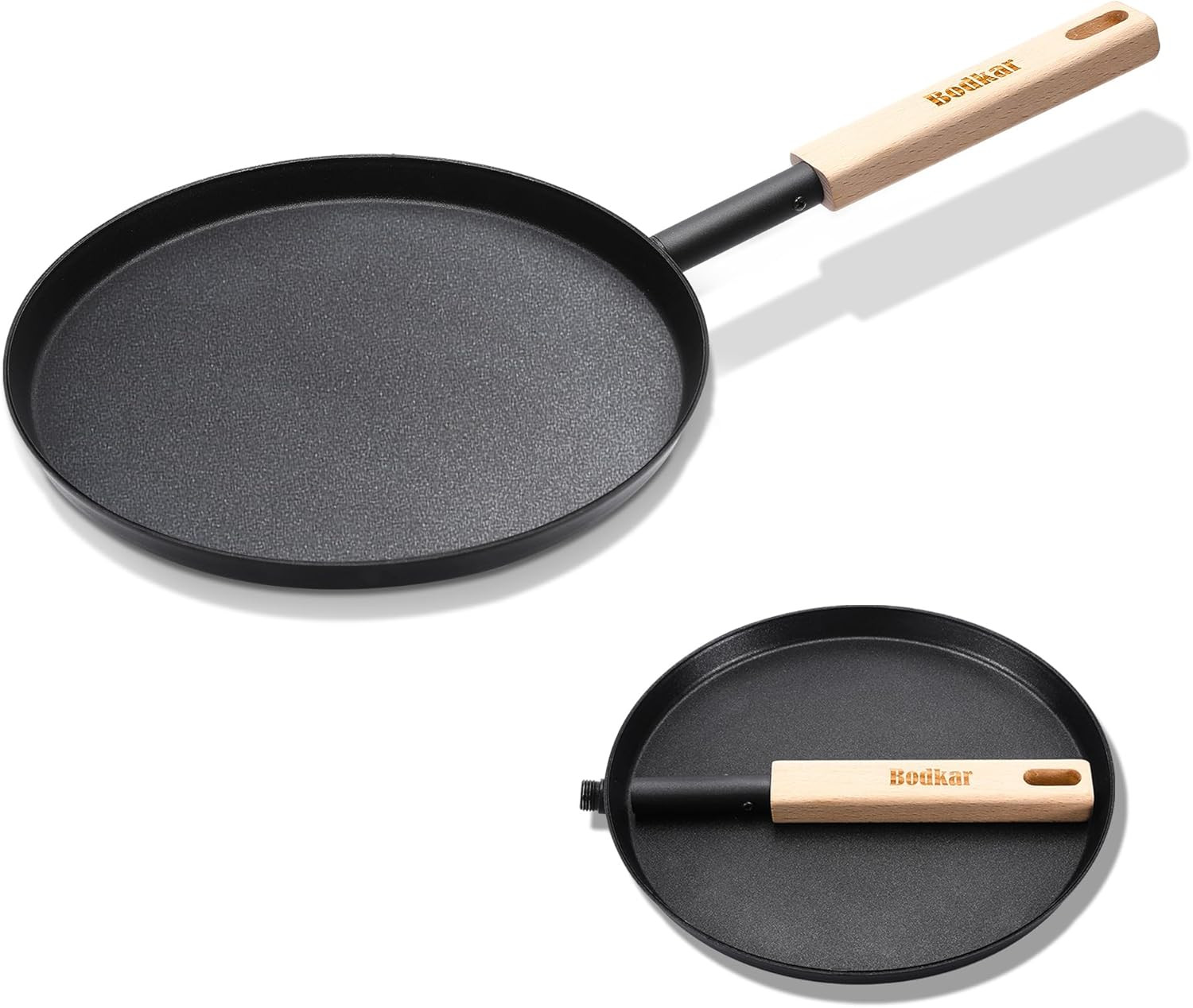 Frying Pan Skillet 8-inch Flat Griddle Pan, Lightweight Small Grill Pan with Woo