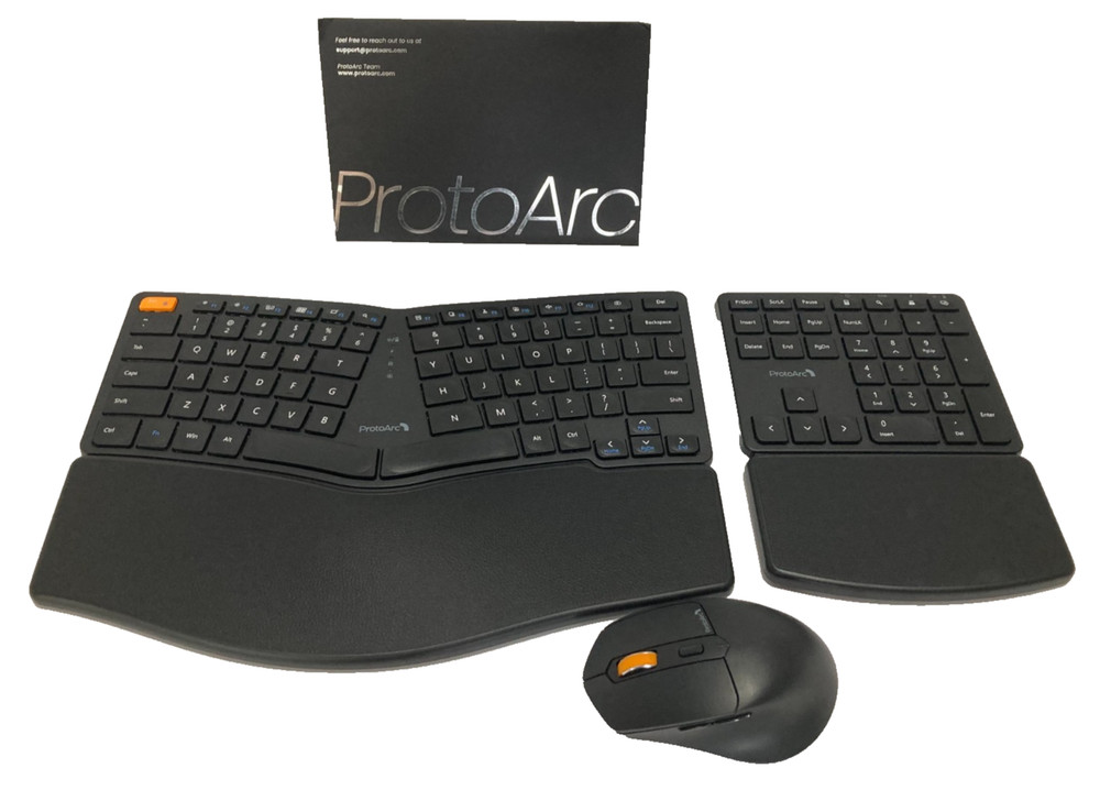 ProtoArc Ergonomic Wireless Keyboard & Mouse Combo, Split Design, EkM04