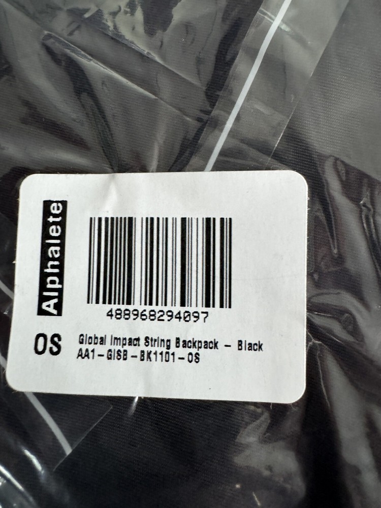 Alphalete Athletics Classic Drawstring Global Impact String Backpack Black