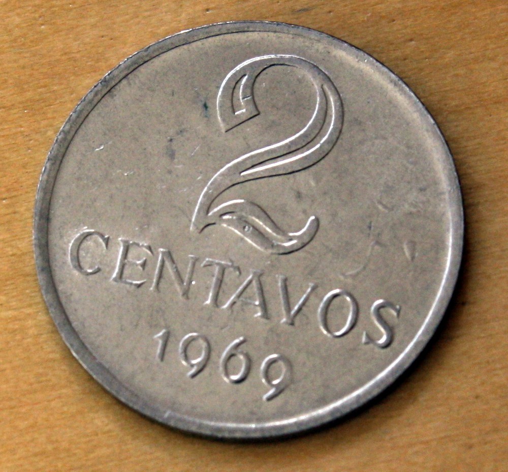 1969 Brazil 2 Centavos Mint Error