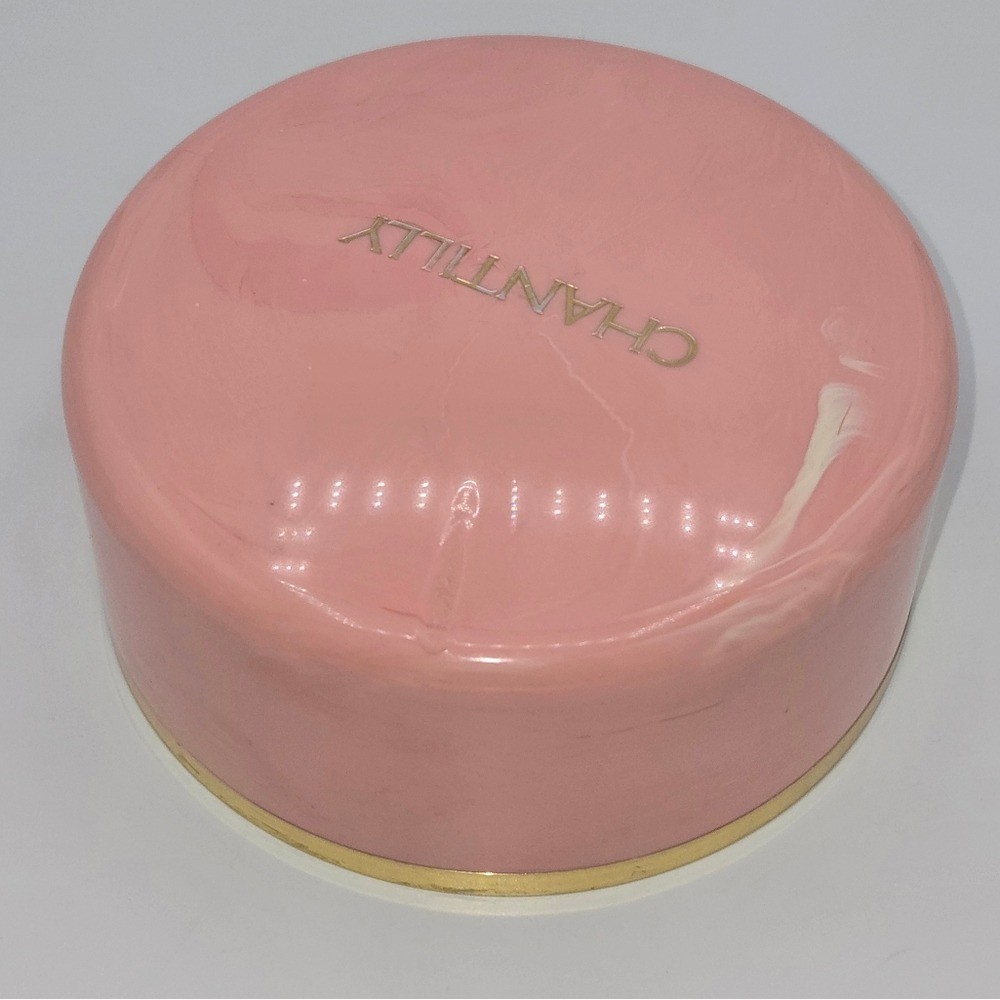 Vintage Chantilly Dusting Powder Box Solid Pink Plastic Case Empty
