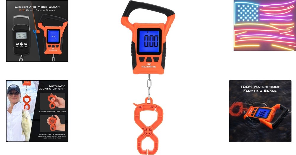 Fish Scale, Floating Waterproof Digital Scale, 2.5” Large LCD Display, 110lb ...