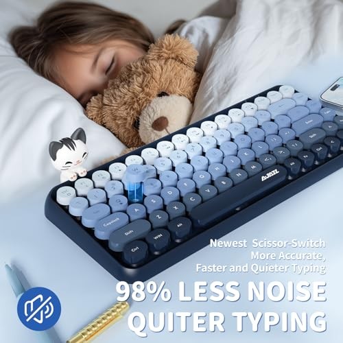 308i Wirelesstooth Keyboard, Retro Typewriter Design with Gradient Blue