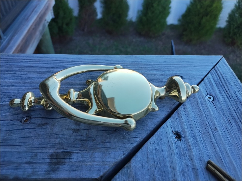 Vintage Solid Brass Door Knocker Threaded Mounting Holes Heavy