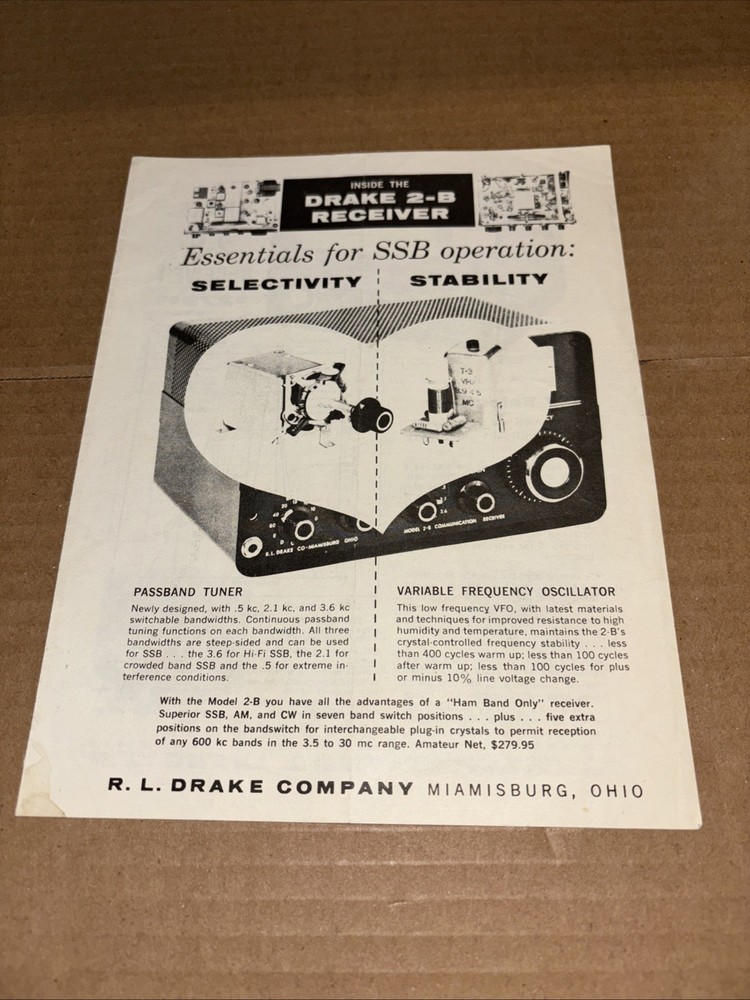 R.LDrake Drake 2B 2-B ShortWave Receiver Brochure Inside The