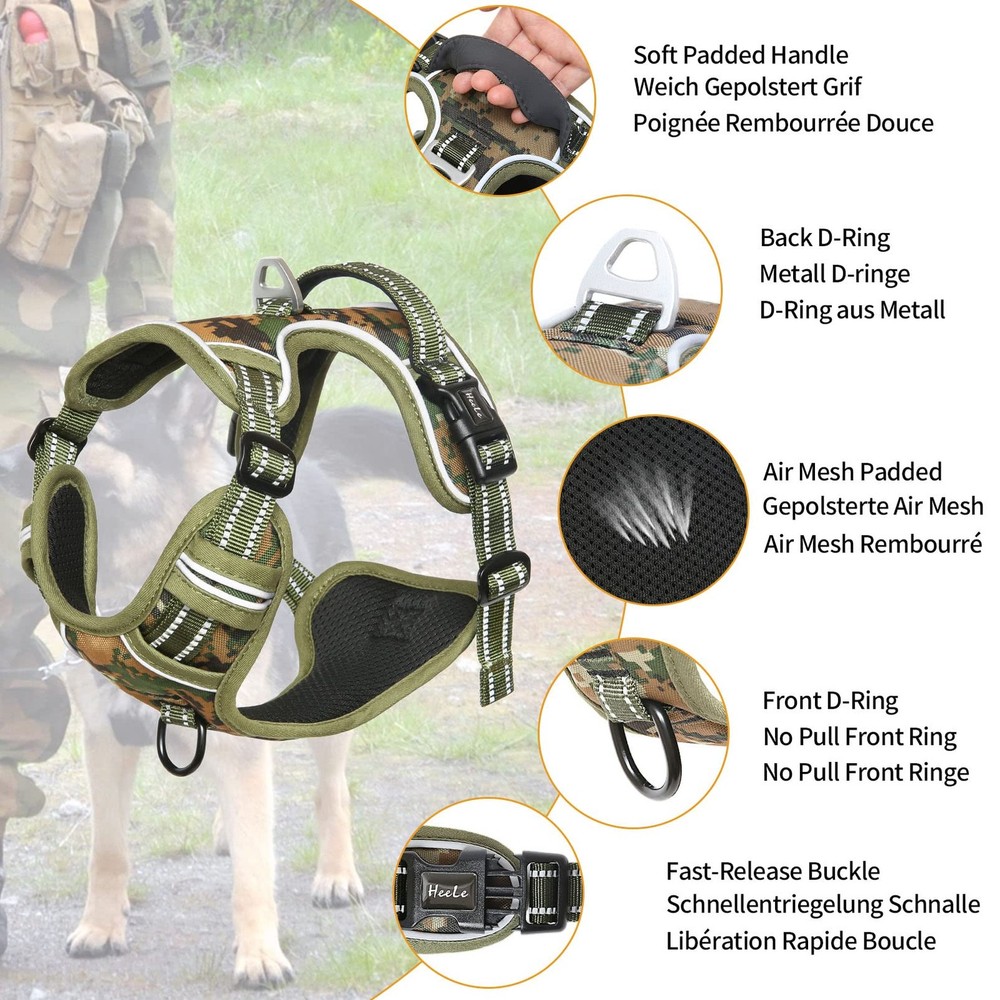 Dog Harness, No Pull Adjustable Padded Reflective Harness for Small Medium La...