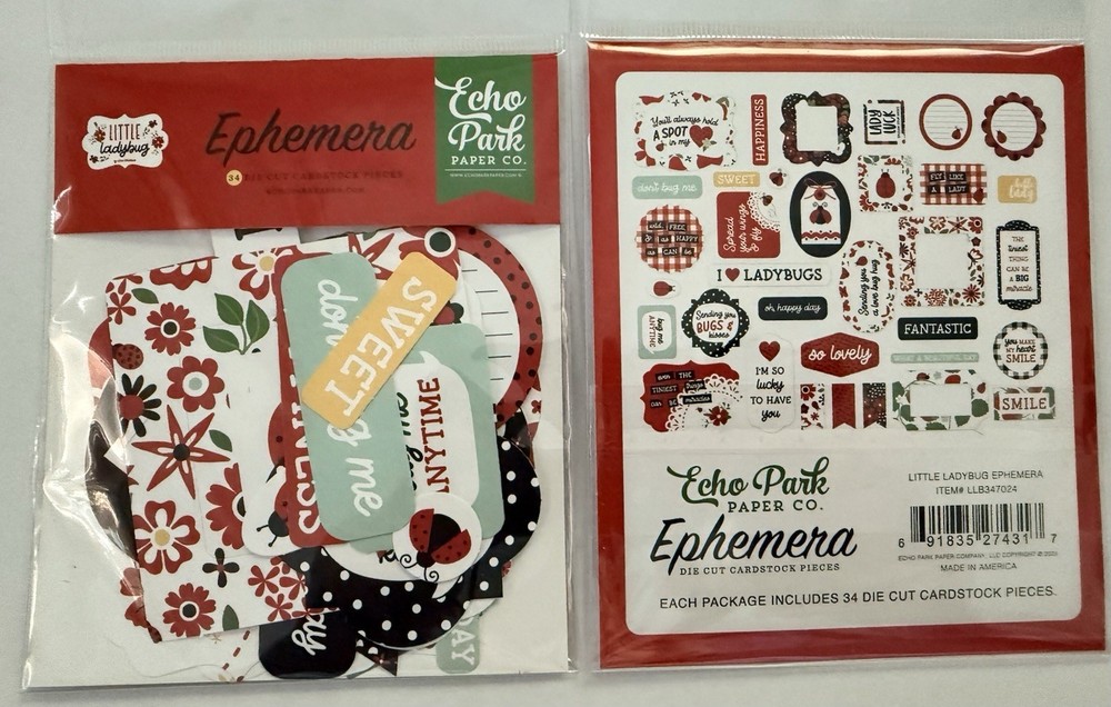 Echo Park Paper LITTLE LADYBUG Ephemera Pieces~NICE~Quick Ship!
