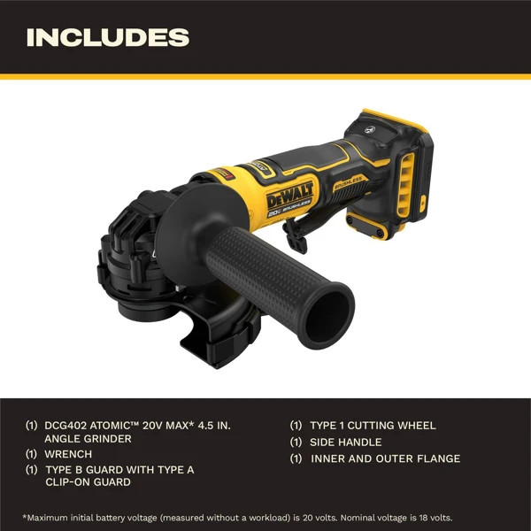 DEWALT ATOMIC DCG402B 20V MAX* 4-1/2 in. Angle Grinder (Tool Only) PREORDER
