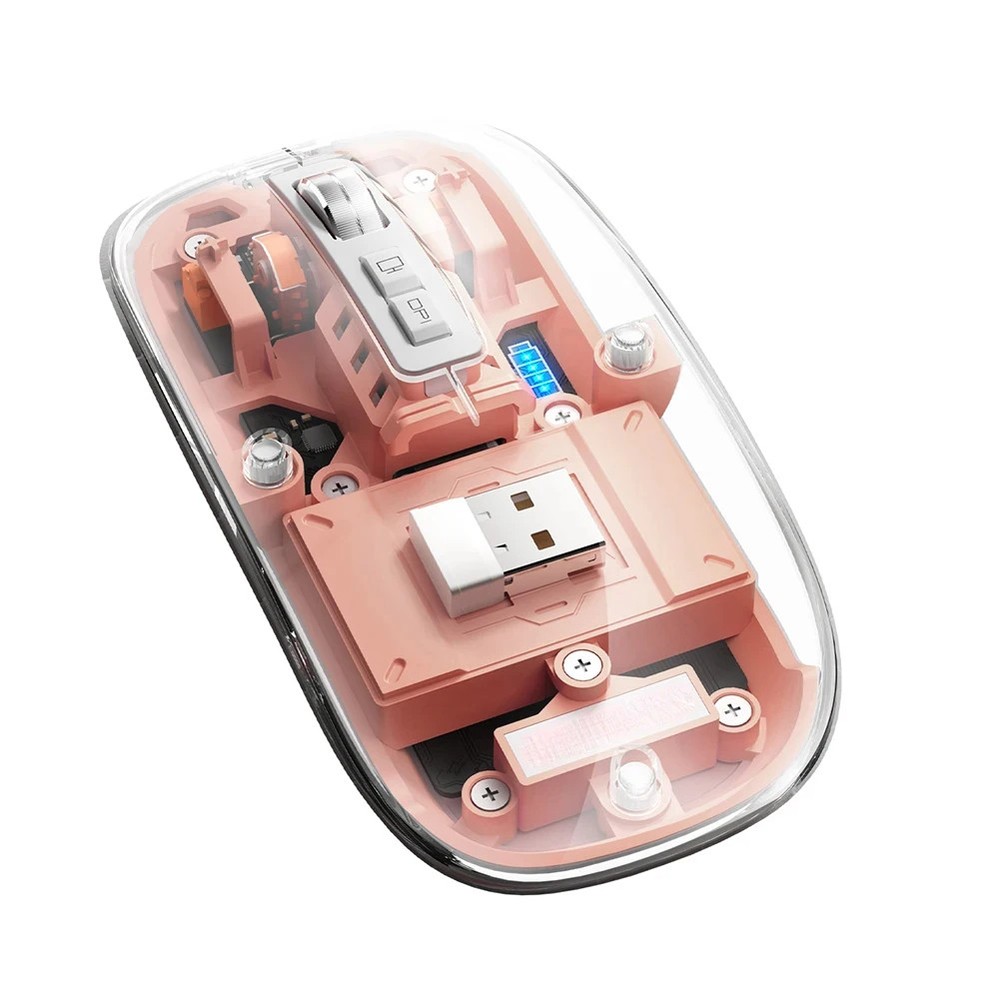 Transparent Office Mouse Bluetooth-Compatible Wireless Mouse with RGB Light Mech