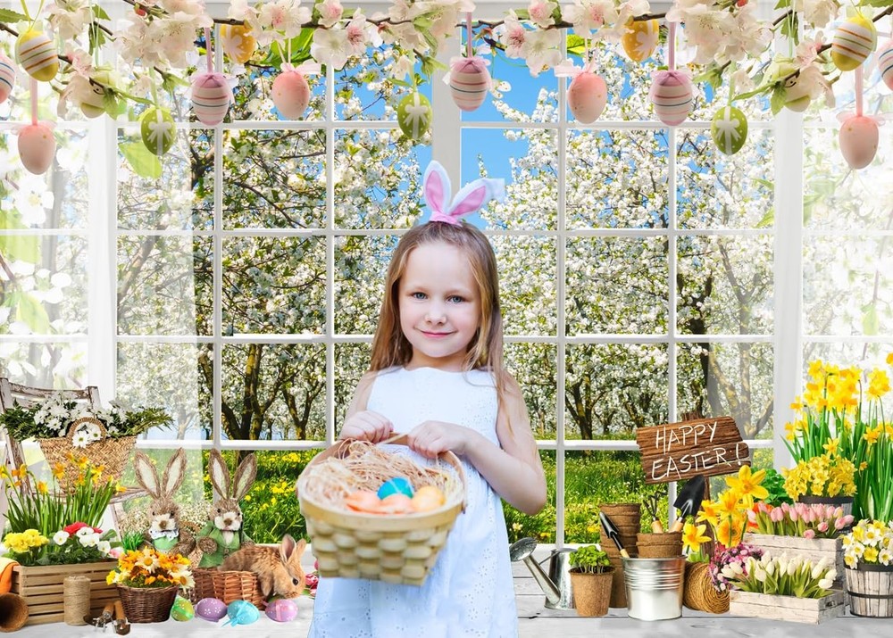 7x5ft Spring Easter Backdrop Easter Backdrops for Photography Colorful Eggs R...