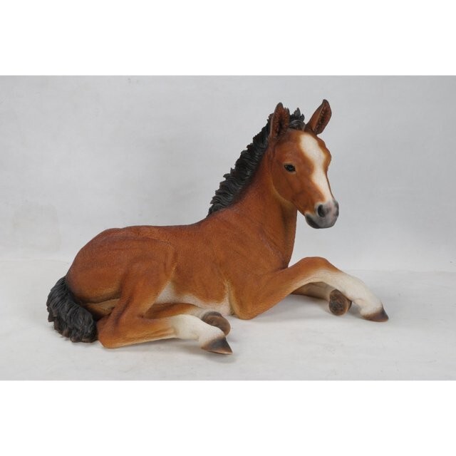 Lying Down Colt Garden Statue Horse Outdoor Decor Home Farm Gift Cute Decoration