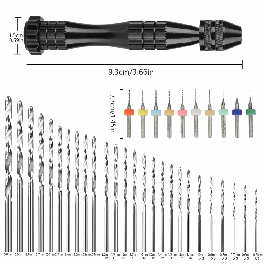 Precision Pin Vise Micro Drill Bits Hand Twist Drill Bits Set Rotary Tools Kit