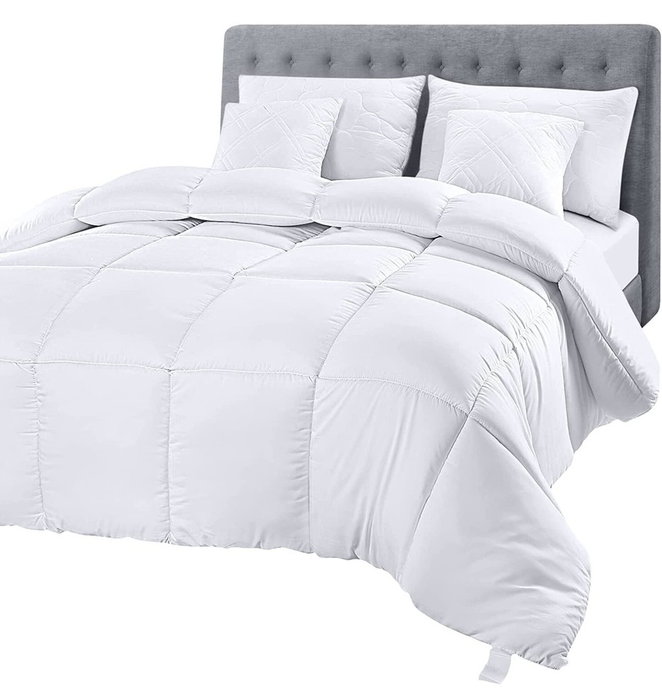 Utopia Bedding Quilted Comforter w/Corner Tabs Down Alternative Twin Size White