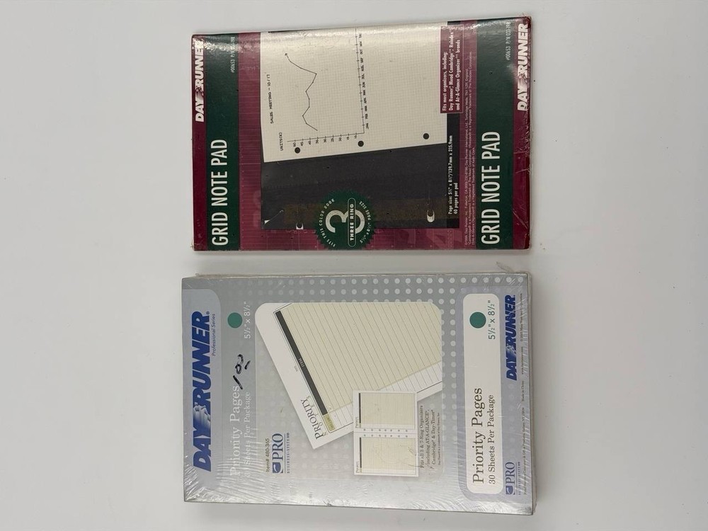 🔥 Vintage Day Runner Note Pad Lot Grid & Priority Pages Organizer NOS