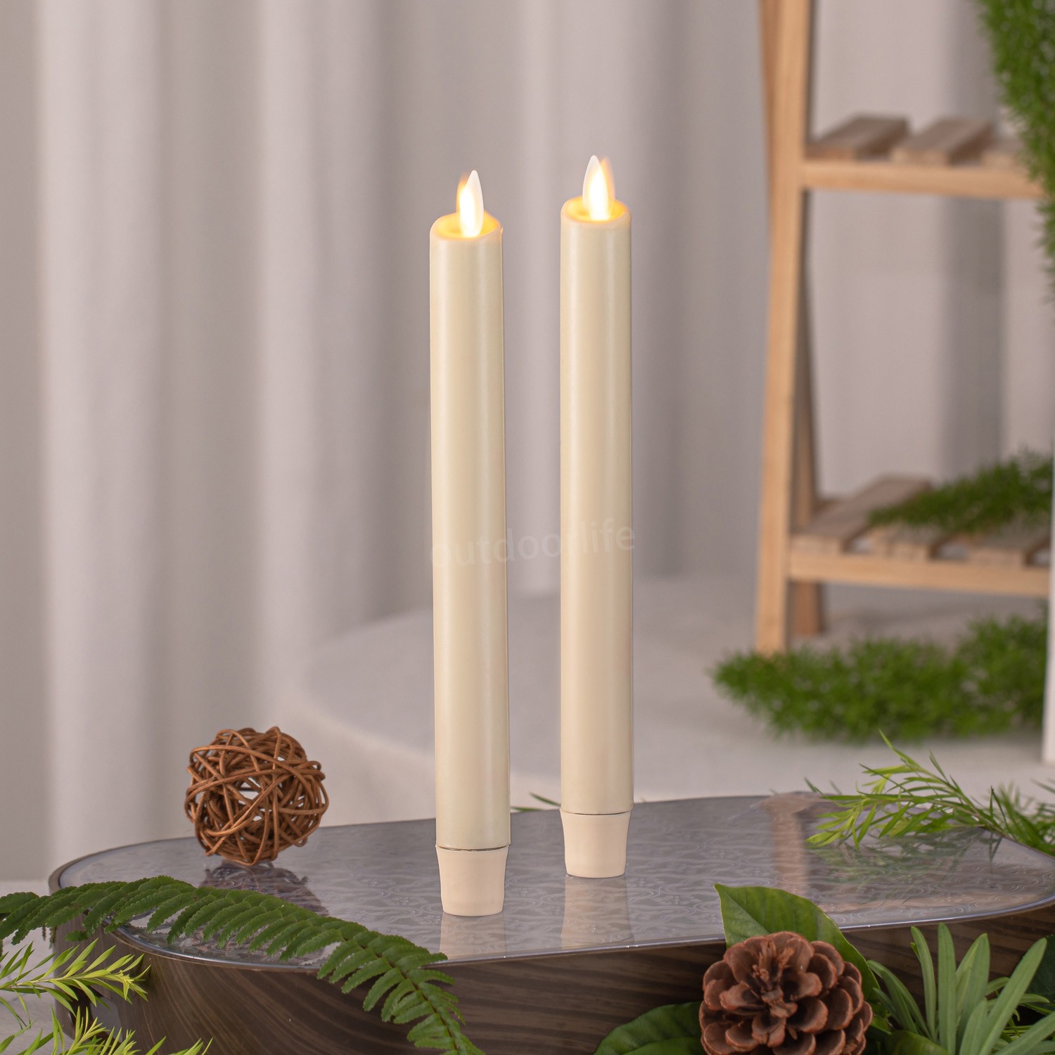 Luminara Flameless Wax Battery Taper Candle with Moving Flame Remote Ivory 9.5"